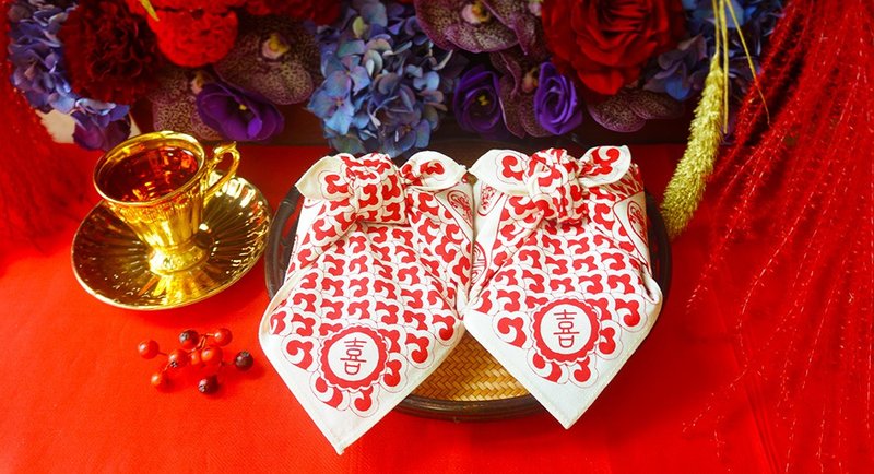 独家礼盒【 喜喜】3款好茶礼盒 喜庆推荐(6盒优惠组 ARTEA结婚礼 - 茶 - 棉．麻 红色