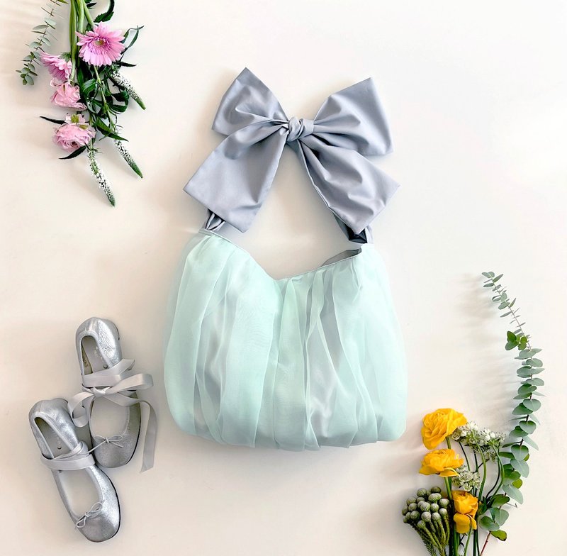 受注生産 3way  ribbon tote bag  mint - 手提包/手提袋 - 其他人造纤维 