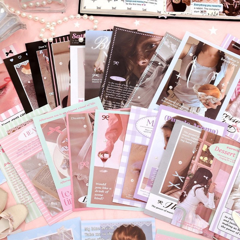 【芭蕾假日】复古韩系拼贴手帐素材纸本 基础手帐拼贴DIY贴纸4款 - 贴纸 - 纸 