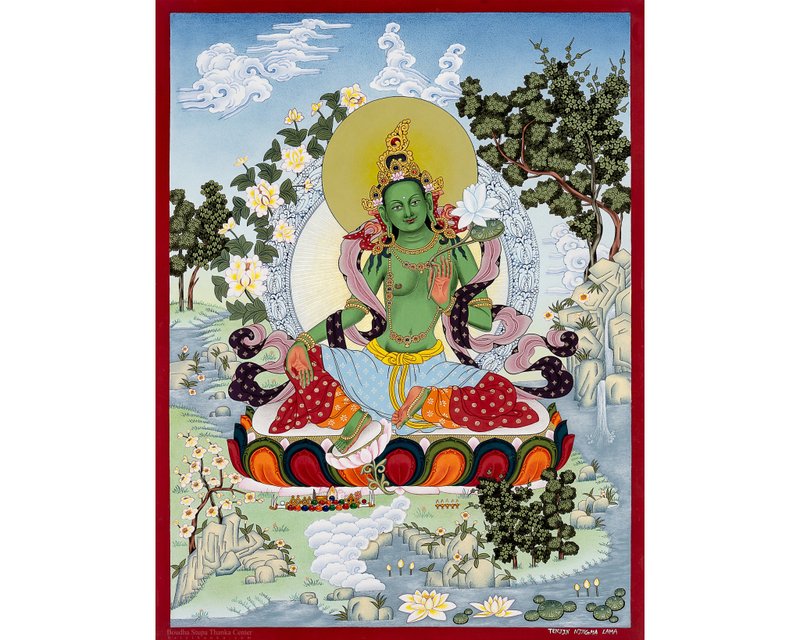 绿度母唐卡 迅速解脱者与慈悲女神 - 墙贴/壁贴 - 其他材质 多色