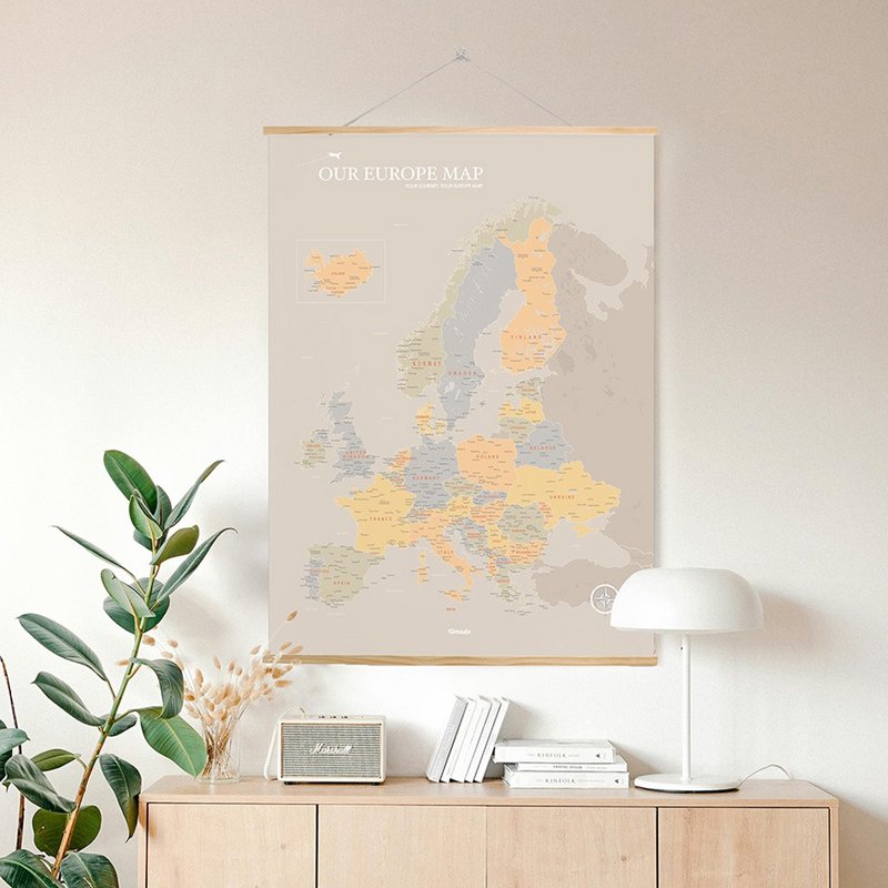 欧洲地图-你专属订制实木框海报-雾彩绿 定制化礼物 圣诞礼物推荐 - 海报/装饰画/版画 - 纸 绿色