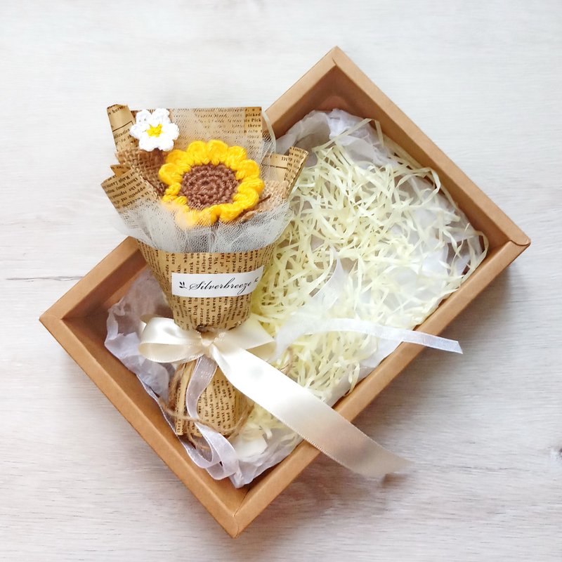 向日葵迷你花束礼盒 生日礼物 情人节 母亲节 送闺蜜 交换礼物 - 摆饰 - 聚酯纤维 橘色