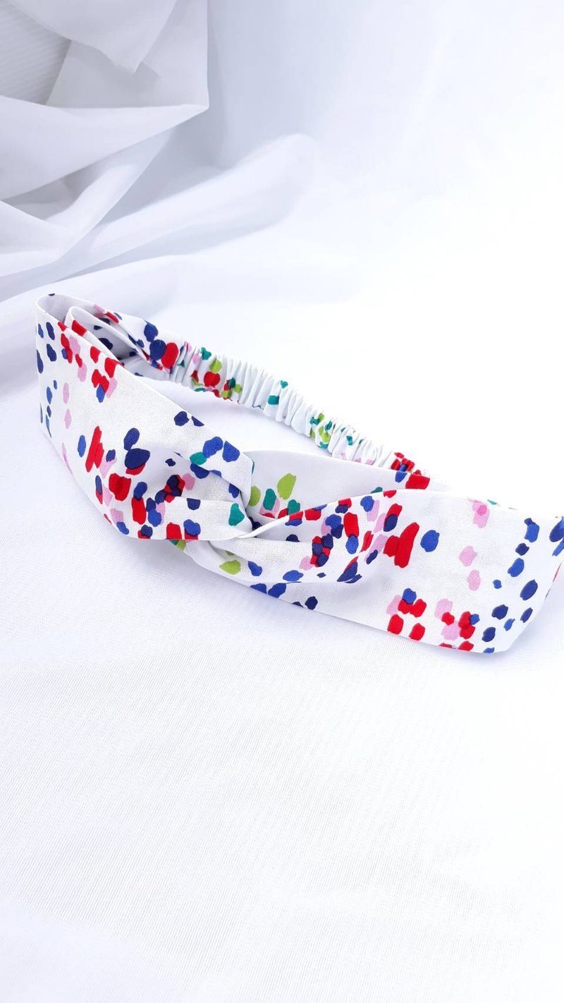 白底彩点手工发带 - 发带/发箍 - 棉．麻 多色