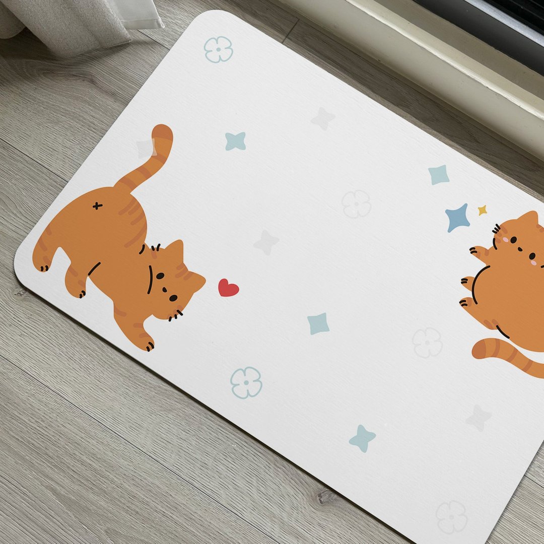 橘猫 - 圆猫猫系列  - 硅藻土地垫(硬式) - 地垫/地毯 - 其他材质 