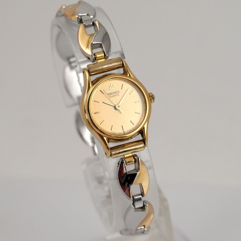 SEIKO 女款石英表 2Y01-0A10 金色表盘 双色表带 手表 古董表 复古手表 - 女表 - 不锈钢 金色