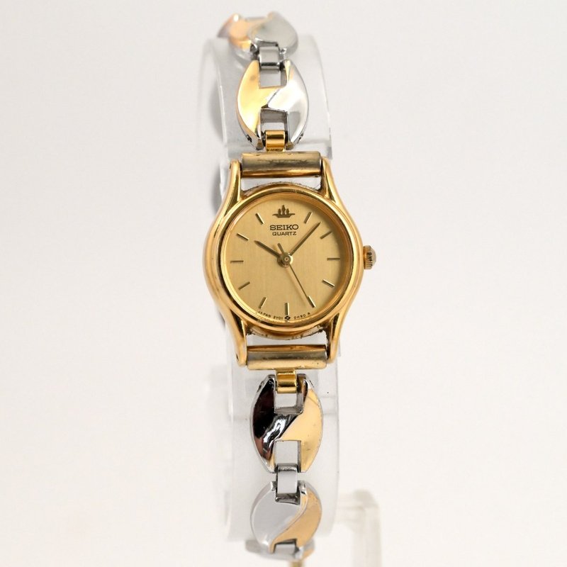 SEIKO 女款石英表 2Y01-0A10 金色表盘 双色表带 手表 古董表 复古手表 - 女表 - 不锈钢 金色