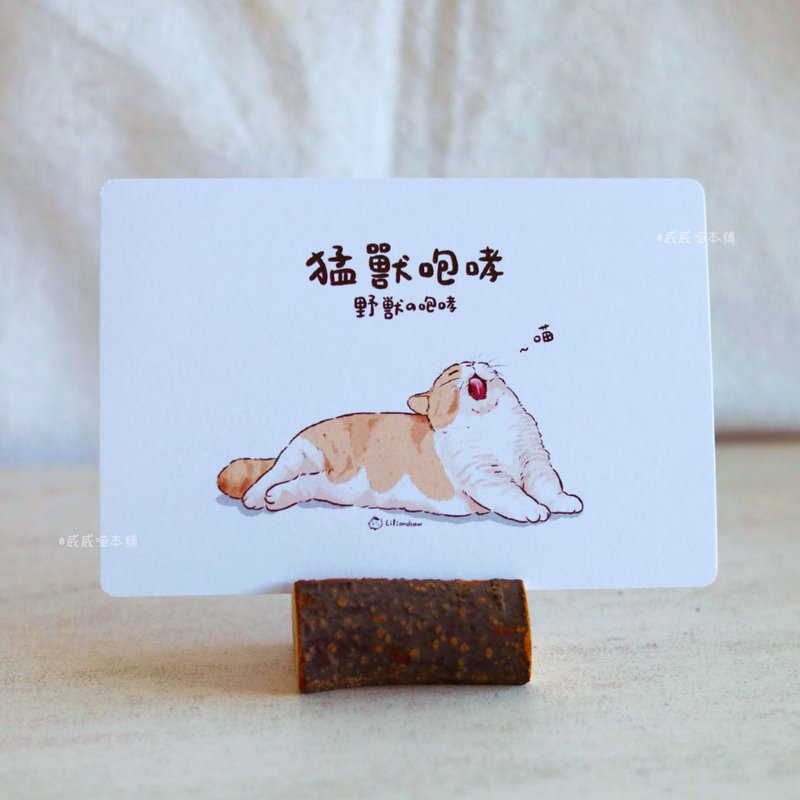 猛兽咆哮 明信片 卡片 可爱 猫咪 插画 猫猫 手绘 贺卡 - 卡片/明信片 - 纸 白色