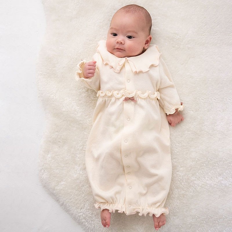 【最新到货!!】Y-1393 粉色 100% 有机棉 罗纹布 两穿式连身衣 日本制造 - 其他 - 棉．麻 白色