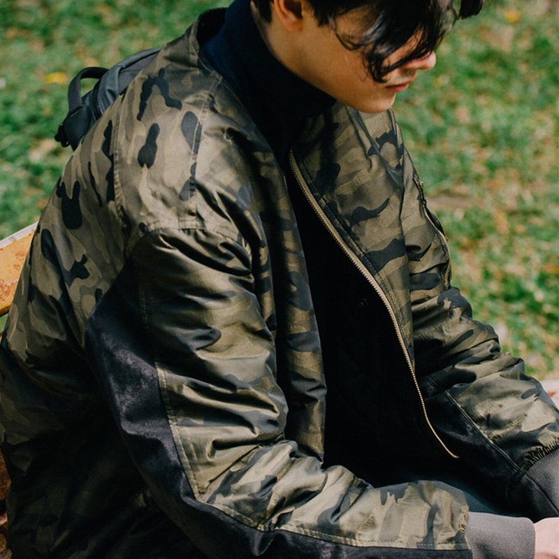 MA-1记忆迷彩飞行夹克 - 男装外套 - 聚酯纤维 绿色