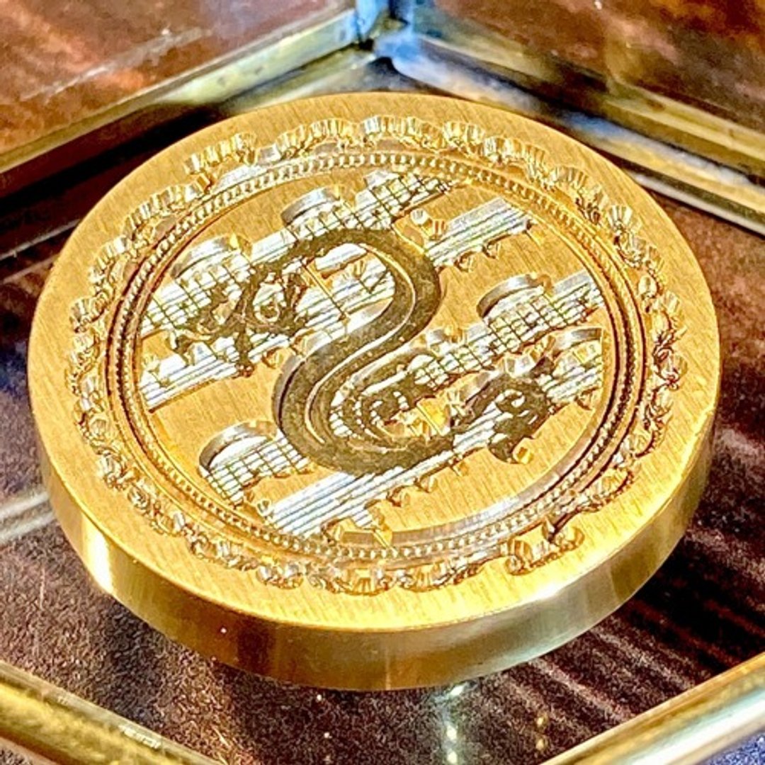 火漆印章印头 字母 S 音乐 乐器 乐谱 - 印章/印台 - 其他金属 金色