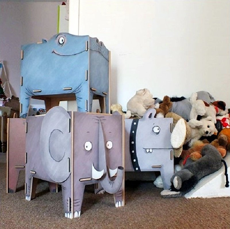 【包邮】德国 Werkhaus 童趣动物收纳箱-大象 - 收纳用品 - 木头 灰色