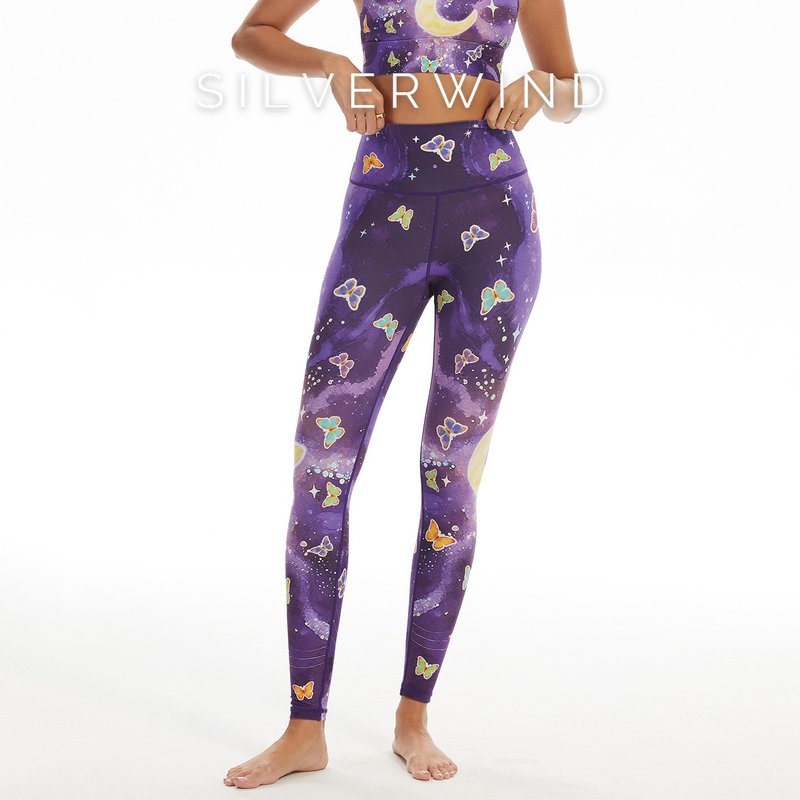 【SILVERWIND】日光花园印花高强紧身裤速干跑步健身瑜伽裤子 - 女装运动裤 - 环保材料 多色