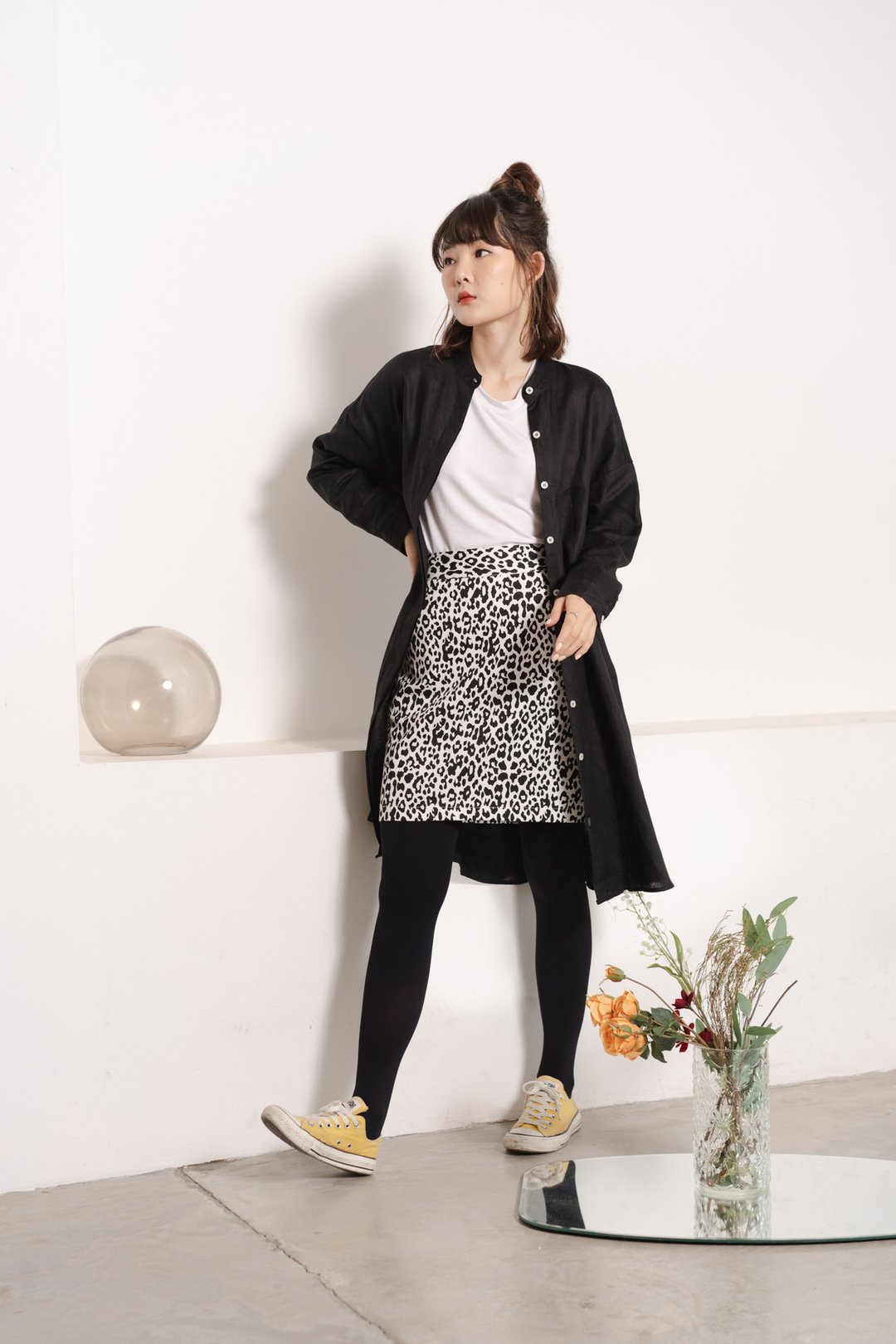 【Off-season sale】Canvas Skirt - Snow Leopard - 裙子 - 棉 白色