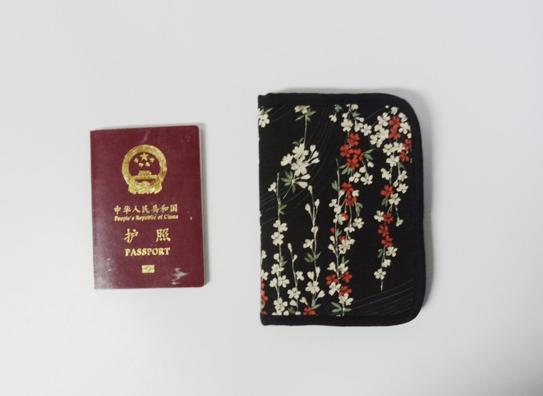 日本进口布料 和风日系 紫阳花 手作旅行护照包 订制礼物 闺蜜 - 护照夹/护照套 - 棉 黑色