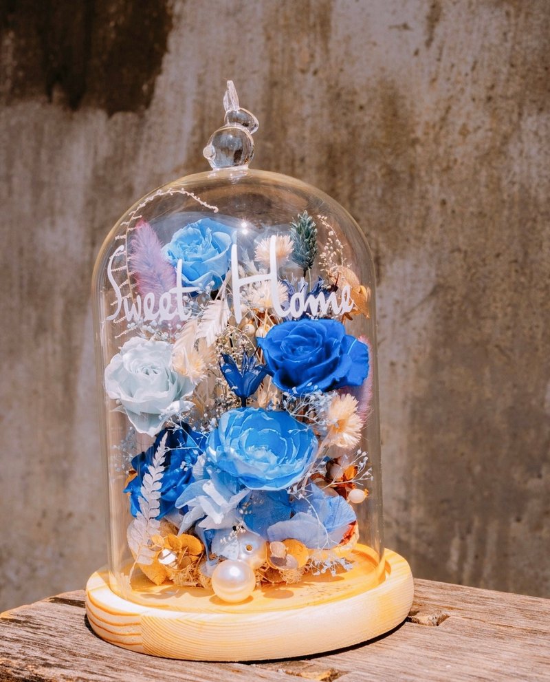 Sweet Home永生花玻璃盅 乔迁礼物 永生花玻璃盅 毕业 母亲姊 - 干燥花/捧花 - 植物．花 蓝色