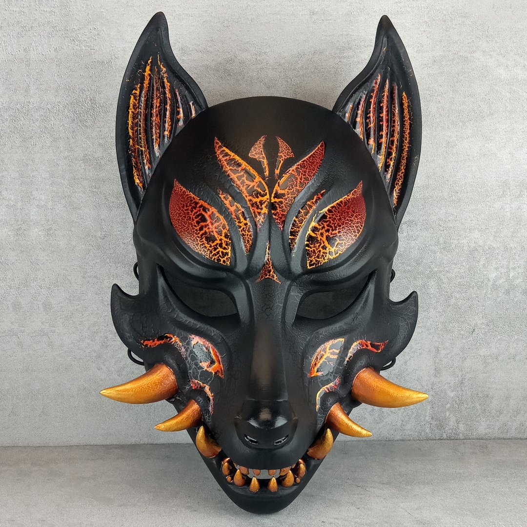 狐狸（大神）火焰面具 - 口罩 - 塑料 白色