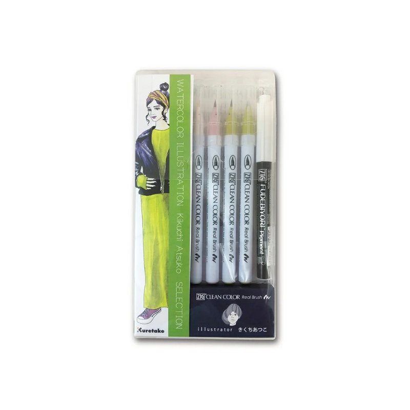 【Kuretake 日本吴竹】吴竹x菊池敦子 水彩插画组合 皮革 - 其他书写用品 - 其他材质 多色