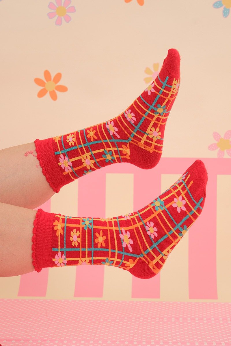 昭和甜品屋彩色花朵针织中筒袜 可爱日系 - 袜子 - 其他材质 多色