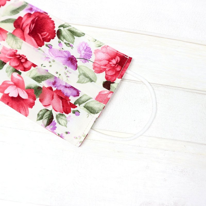 布口罩 口罩套 可重复使用 - 水墨花 (红) - 口罩 - 棉．麻 红色