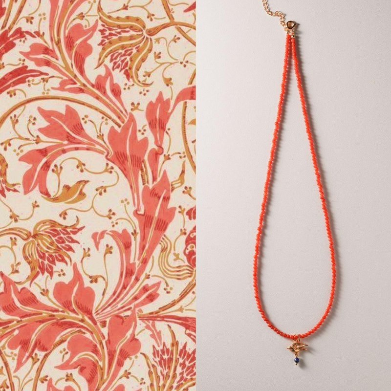 原创川料南红手作飞燕银吊坠燕子项链毛衣项链 - 手链/手环 - 玉石 红色