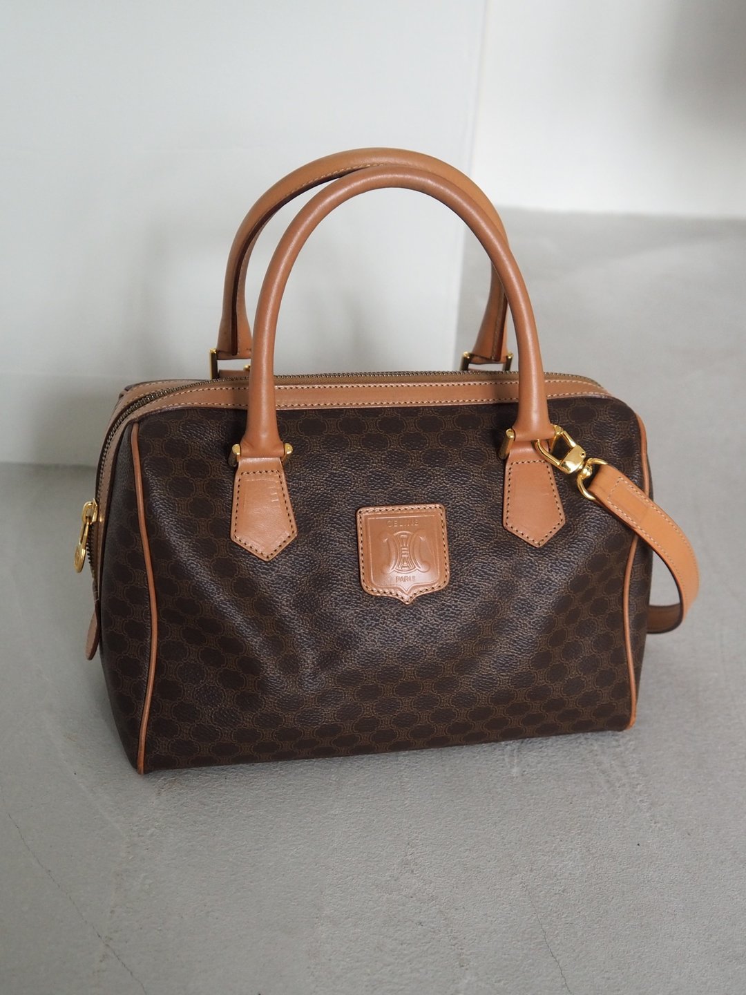 CELINE 赛琳 Macadam 2way 波士顿包 手提 肩背包 棕色 古董精品 - 侧背包/斜挎包 - 真皮 咖啡色