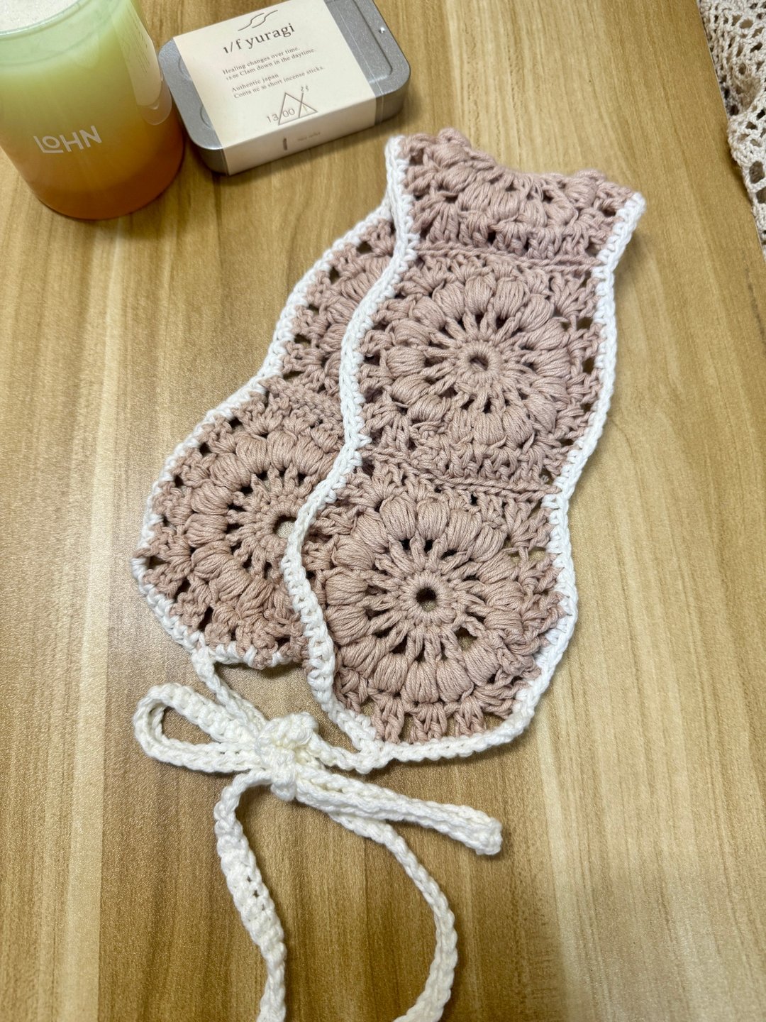 MUMU 日系燕麦可可雏菊钩织发带 发带 钩织 HANDMADE - 发带/发箍 - 棉 卡其色