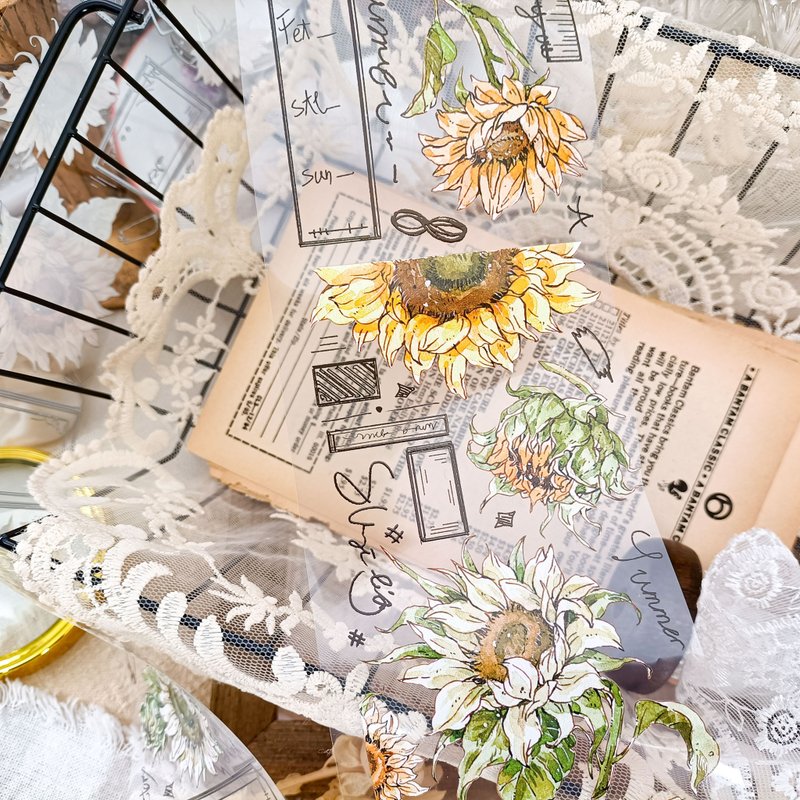 向日葵序/裝飾膠帶 - 纸胶带 - 塑料 多色