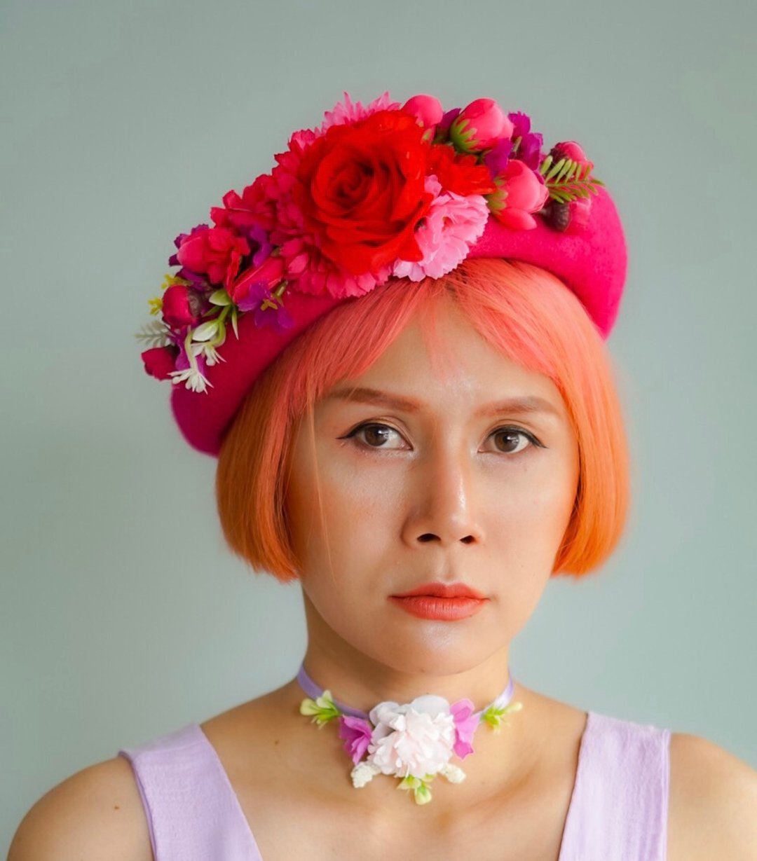 PP Baret shocking pink flower shade - 帽子 - 其他材质 