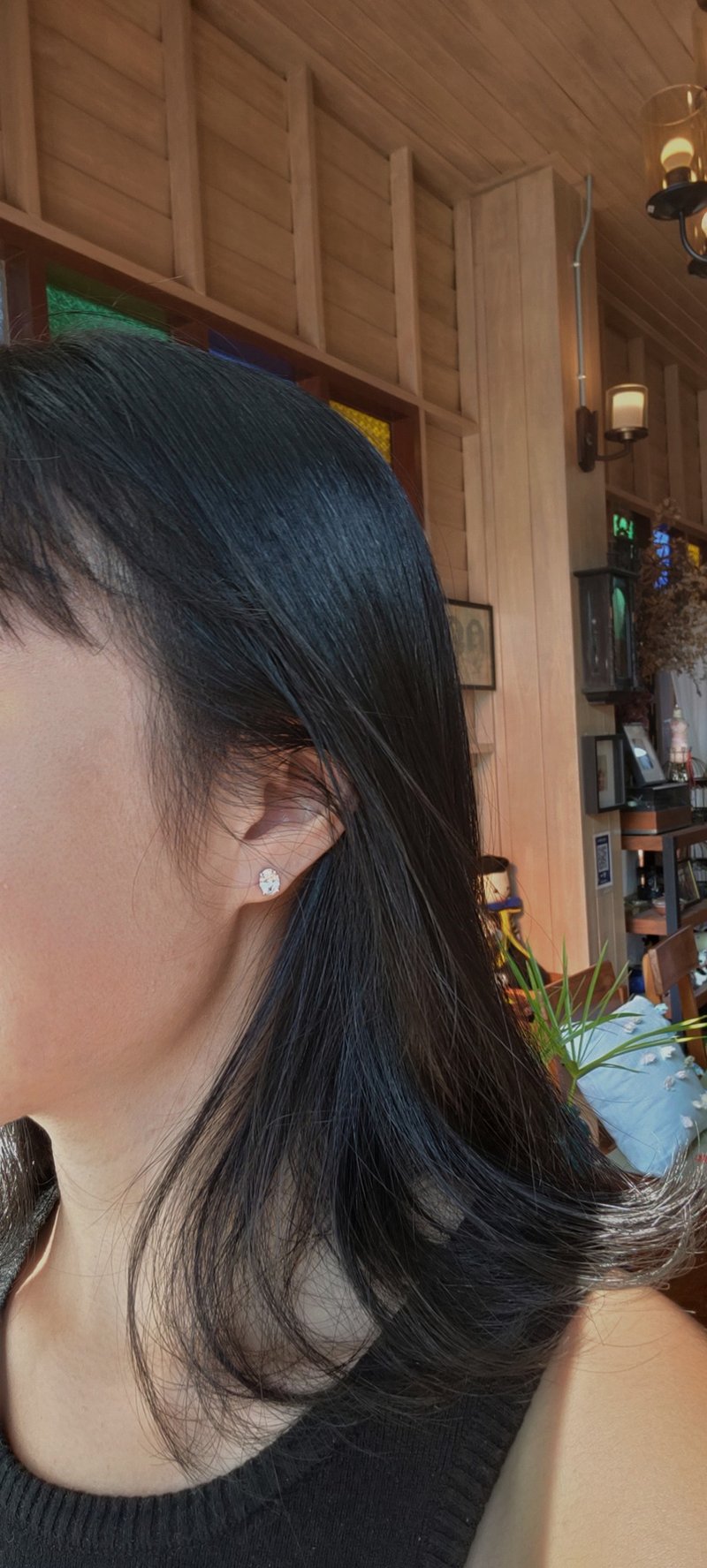 925 Sterling Silver with CZ - 耳环/耳夹 - 纯银 银色