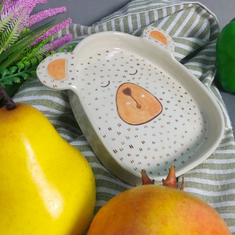 handsome bear dish - 盘子/餐盘/盘架 - 陶 