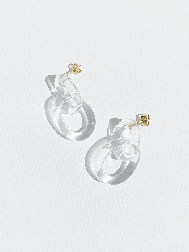 DOPPIA earrings - 灯工烧制玻璃 耳环 - 耳环/耳夹 - 玻璃 透明