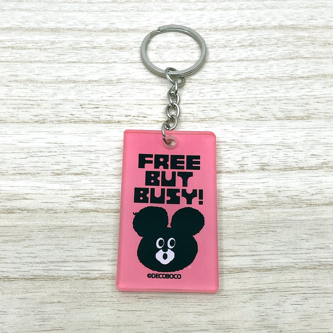 压克力钥匙圈 FREE BUT BUSY! 标志粉色 - 钥匙链/钥匙包 - 压克力 