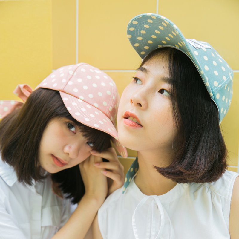 Quote Studio||蝴蝶棒球帽||点点蓝绿 - 帽子 - 棉．麻 绿色