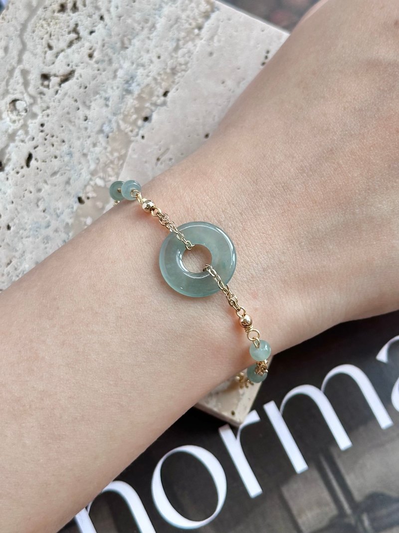 高冰蓝水平安扣手链  |天然危地马拉翡翠 - 手链/手环 - 玉石 蓝色