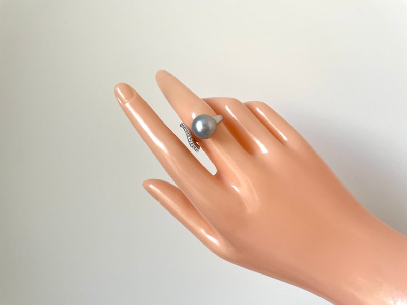 节日礼物 天然海水珍珠 大溪地铂金灰 炫彩 纯银戒指 - 戒指 - 珍珠 银色