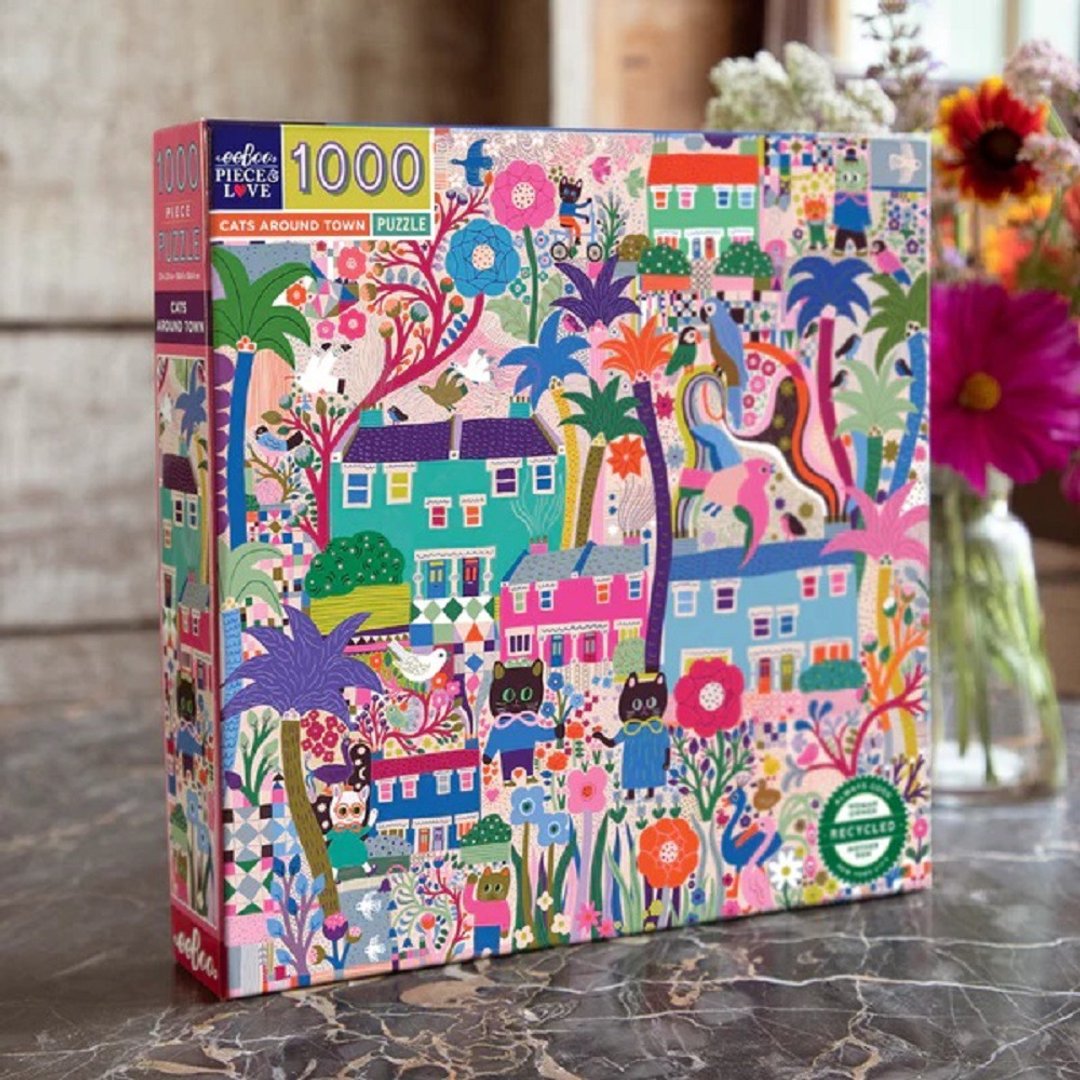 eeBoo 1000片拼图- 猫咪小镇Cats Around Town 1000 Piece Puzzle - 拼图 - 纸 多色