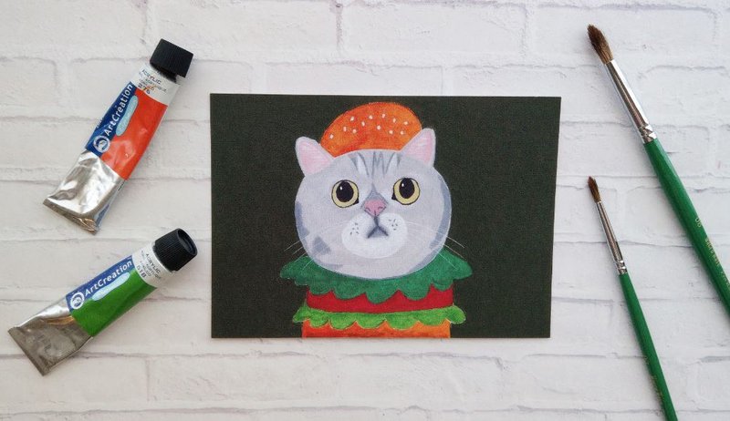 +蕊喵日常+手绘风猫咪明信片套组-任选3张150元/可爱/插画/文青风 - 卡片/明信片 - 其他材质 