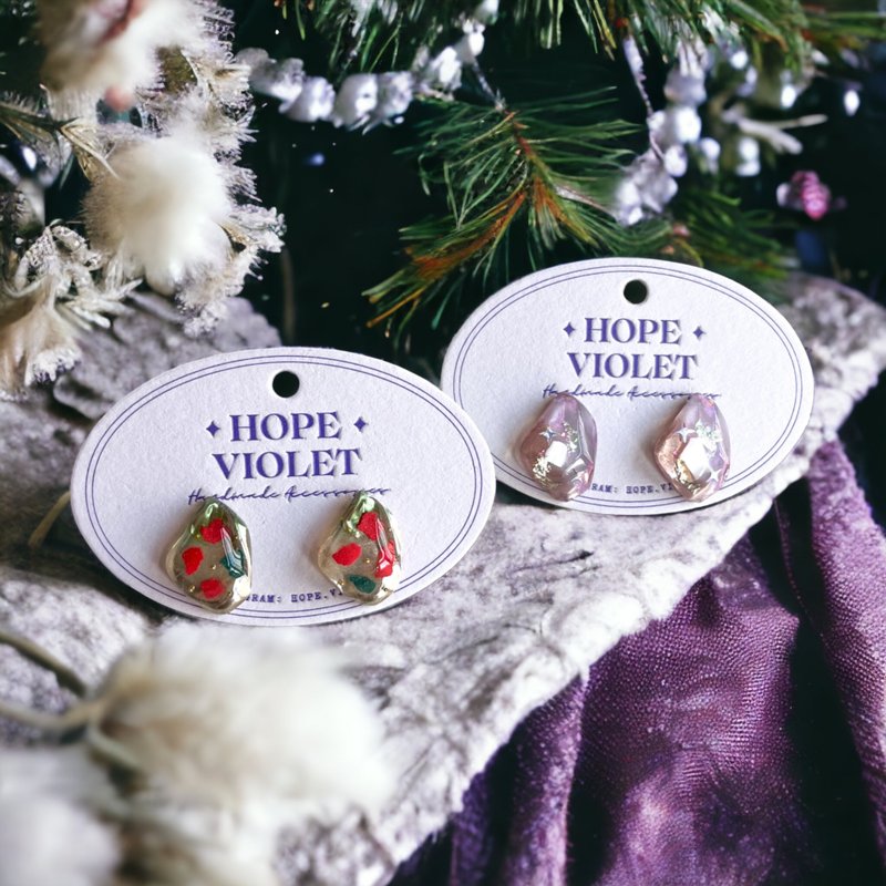 冬季喜悦系列耳环No.2- Winter Delight - 耳环/耳夹 - 树脂 多色