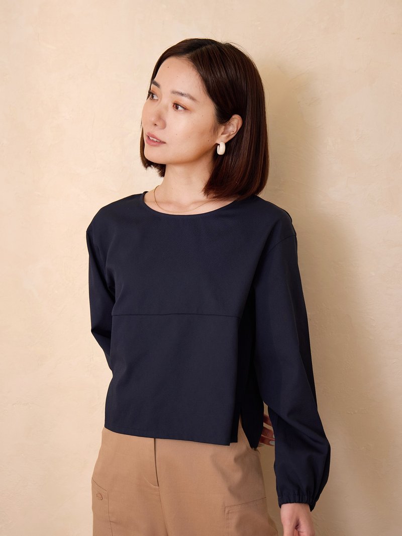 春日岛屿长袖上衣-座鲸 - 女装上衣 - 其他人造纤维 蓝色