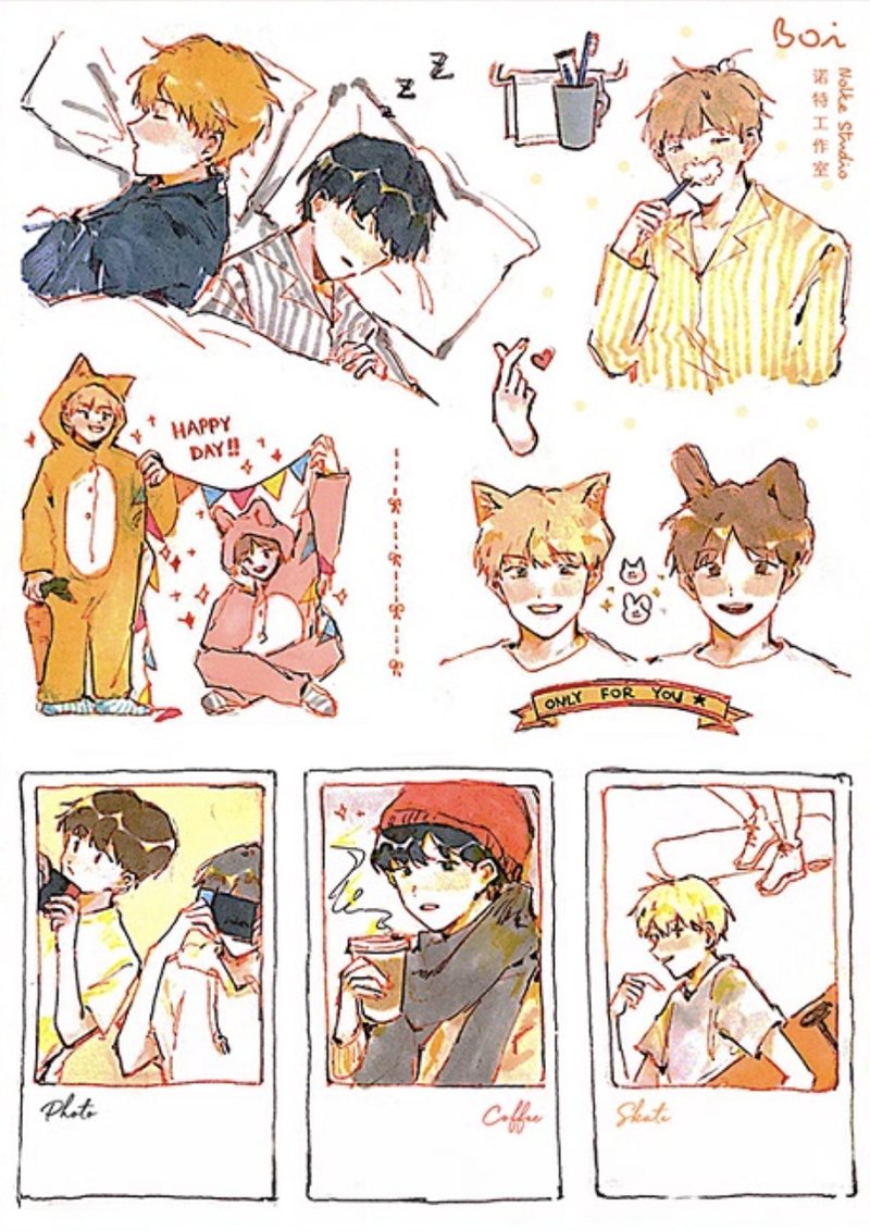 Boi 男の子 塩顏繪畫 和紙貼紙 套組 - 纸胶带 - 其他材质 多色