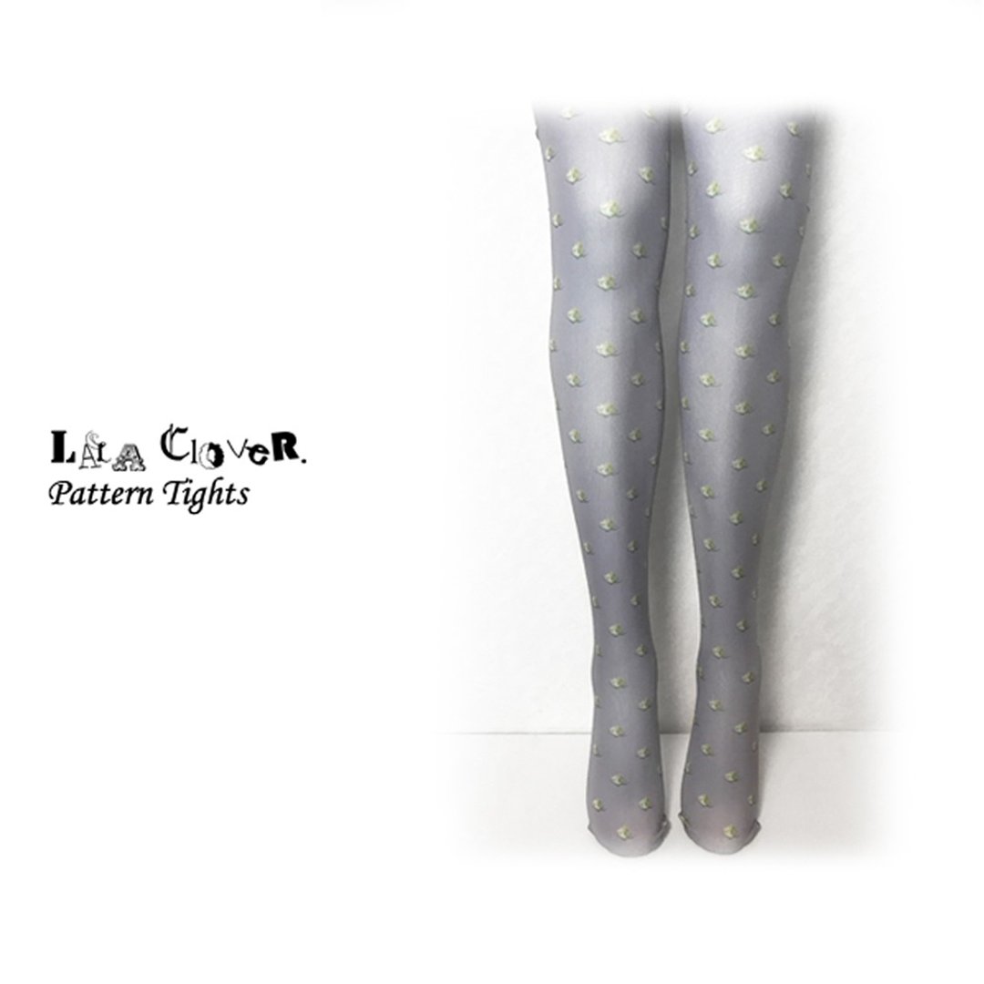 CRAZY FLOWER DOT handle (gray) Pattern Tights / Fashion / Stocking / flower - 其他 - 人造皮革 灰色