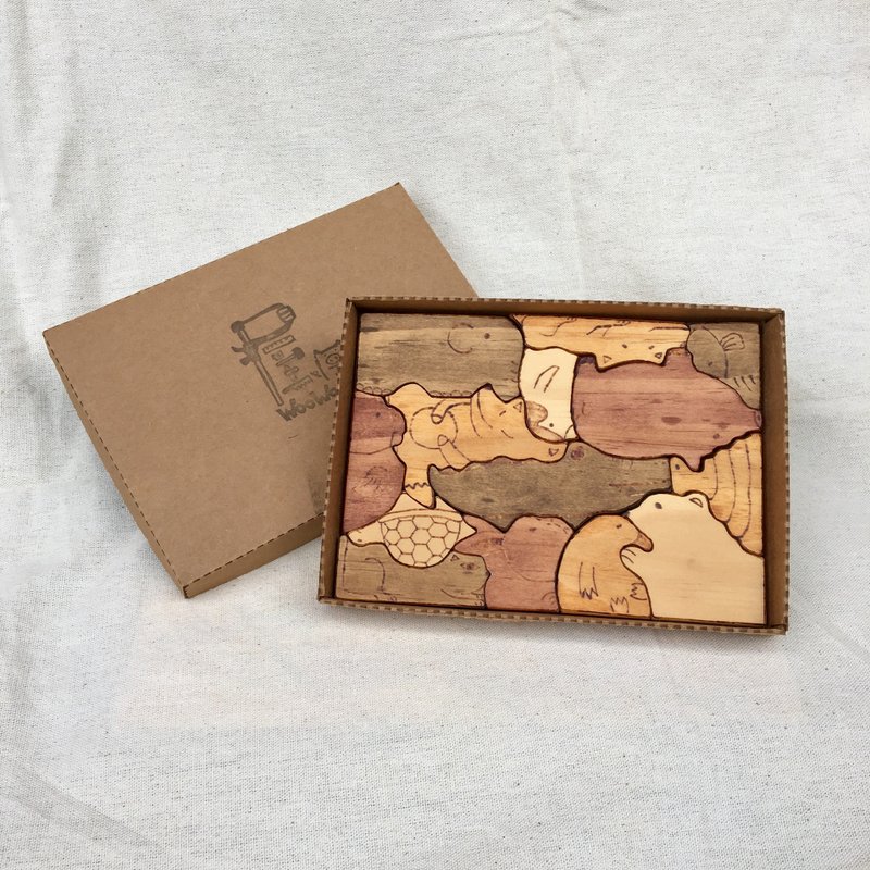 woowood-拼图磁铁组-动物款 - 冰箱贴/磁贴 - 木头 咖啡色