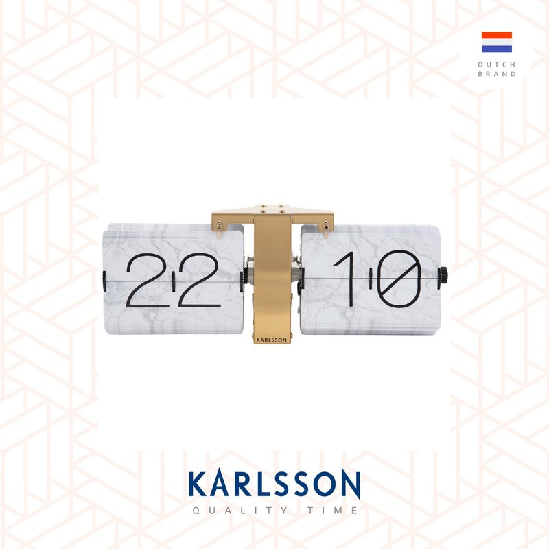 荷兰Karlsson, Flip clock No Case marble white, gold stand - 时钟/闹钟 - 其他金属 白色