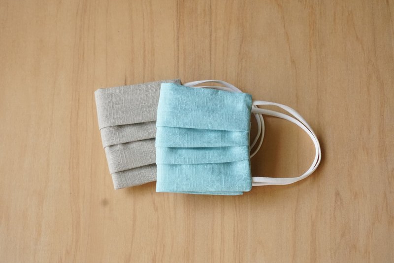 布口罩 - 放滤材 - 2入 - 竹节纱 - 60支棉 - 口罩 - 棉．麻 蓝色