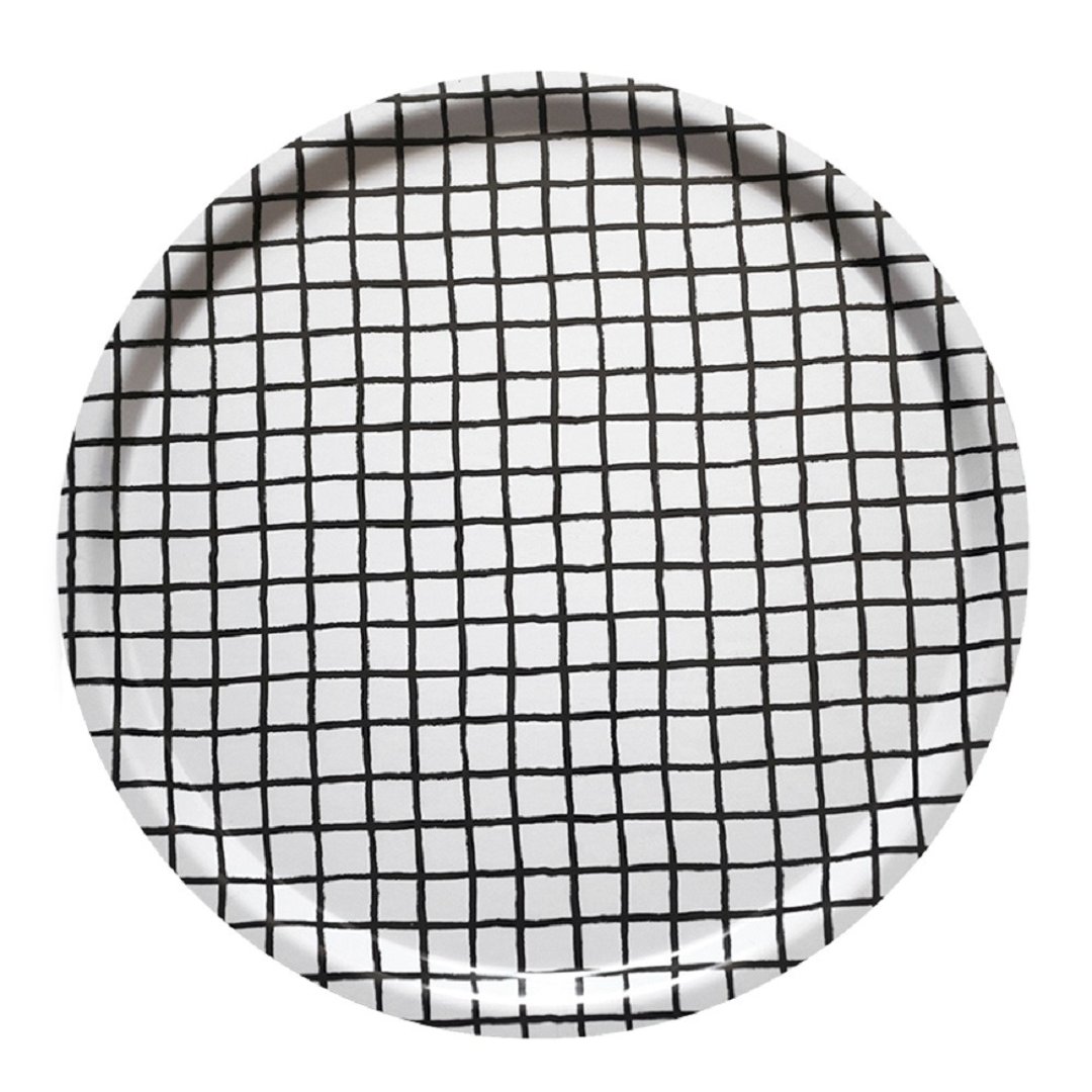 圆型托盘-RUTIG TRAY, WHITE/BLACK (38cm) - 托盘/砧板 - 木头 白色