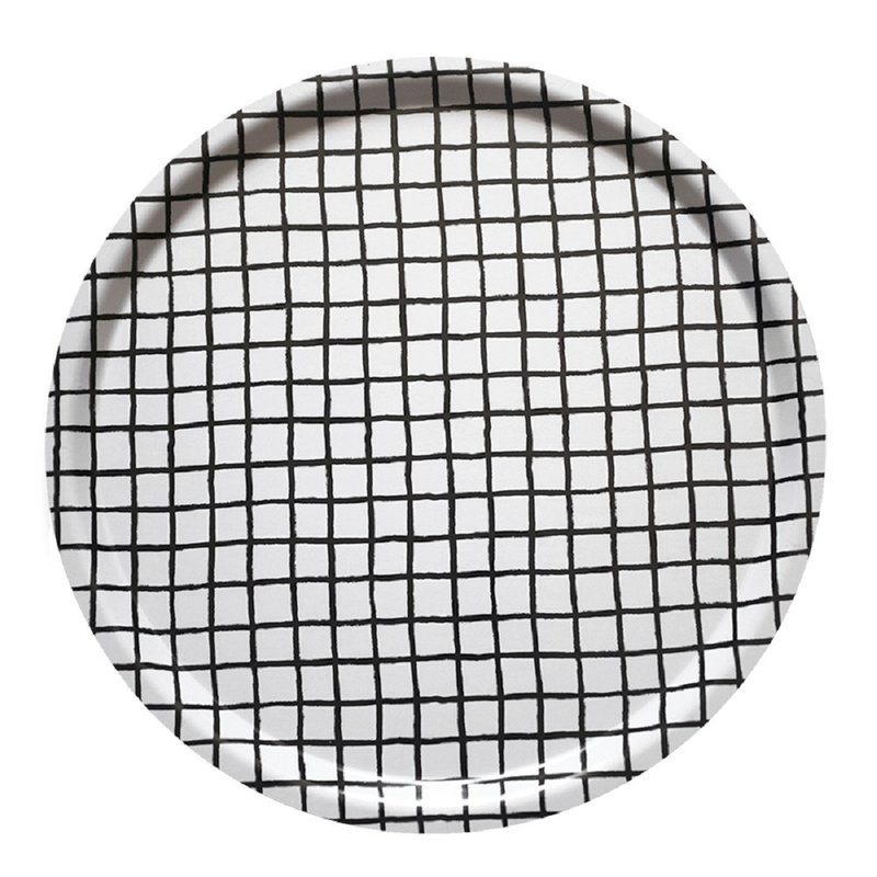 圆型托盘-RUTIG TRAY, WHITE/BLACK (38cm) - 托盘/砧板 - 木头 白色