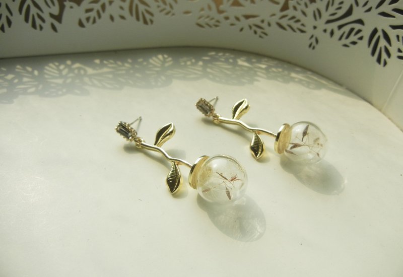 华丽的蒲公英耳环 - 耳环/耳夹 - 玻璃 金色
