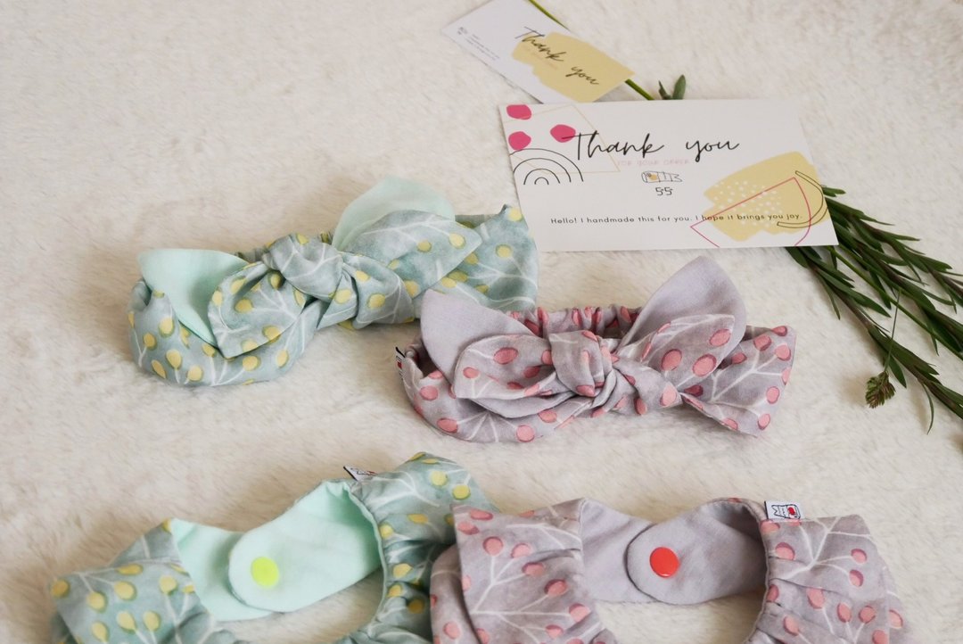 Hair band 2Way ribbon - 婴儿帽/发带 - 棉．麻 多色
