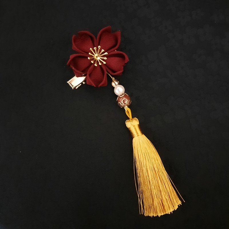 布花小夹子 - 发饰 - 聚酯纤维 