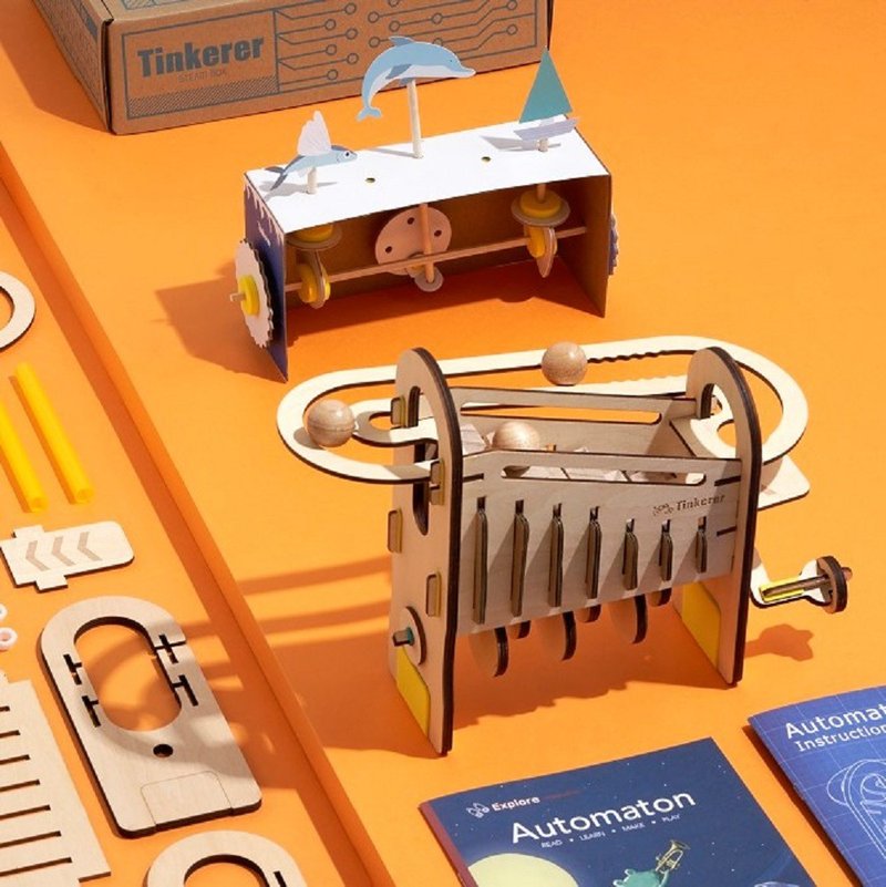 Tinkerer Box 滚珠机 STEM玩具 送礼 节日 9岁10岁11岁 科学DIY - 木工/竹艺/纸艺 - 木头 橘色